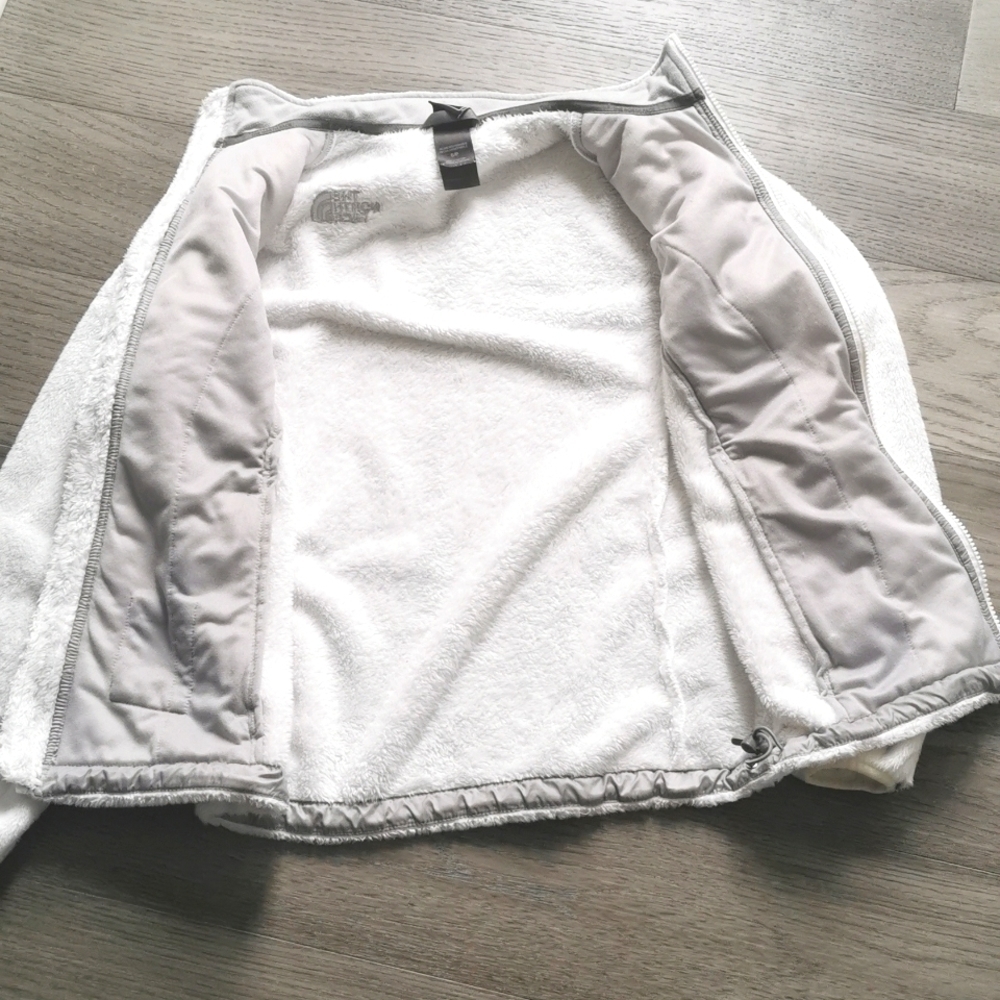 The North Face white fleece long sleeve mock funnel neck jacket. Size small. EUC - Picture 7 of 9